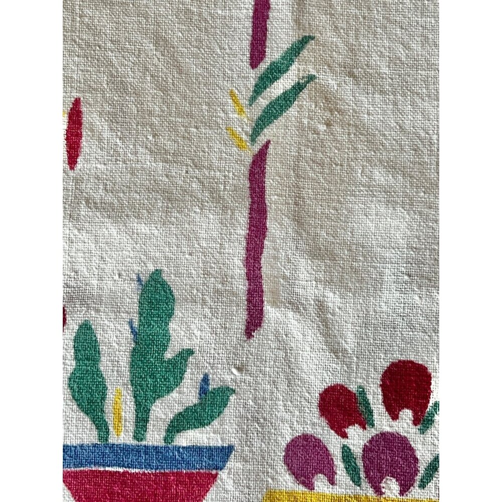 Mexican Table Runner 42X16.5 Nubby White Cotton w/ Red Green Yellow Blue VTG MCM - Picture 6 of 10